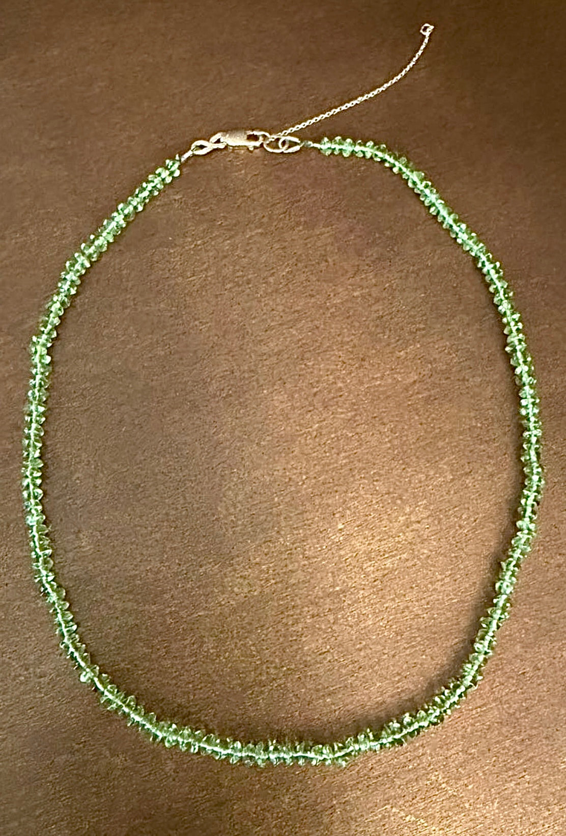 Peridot necklace in 14k gold