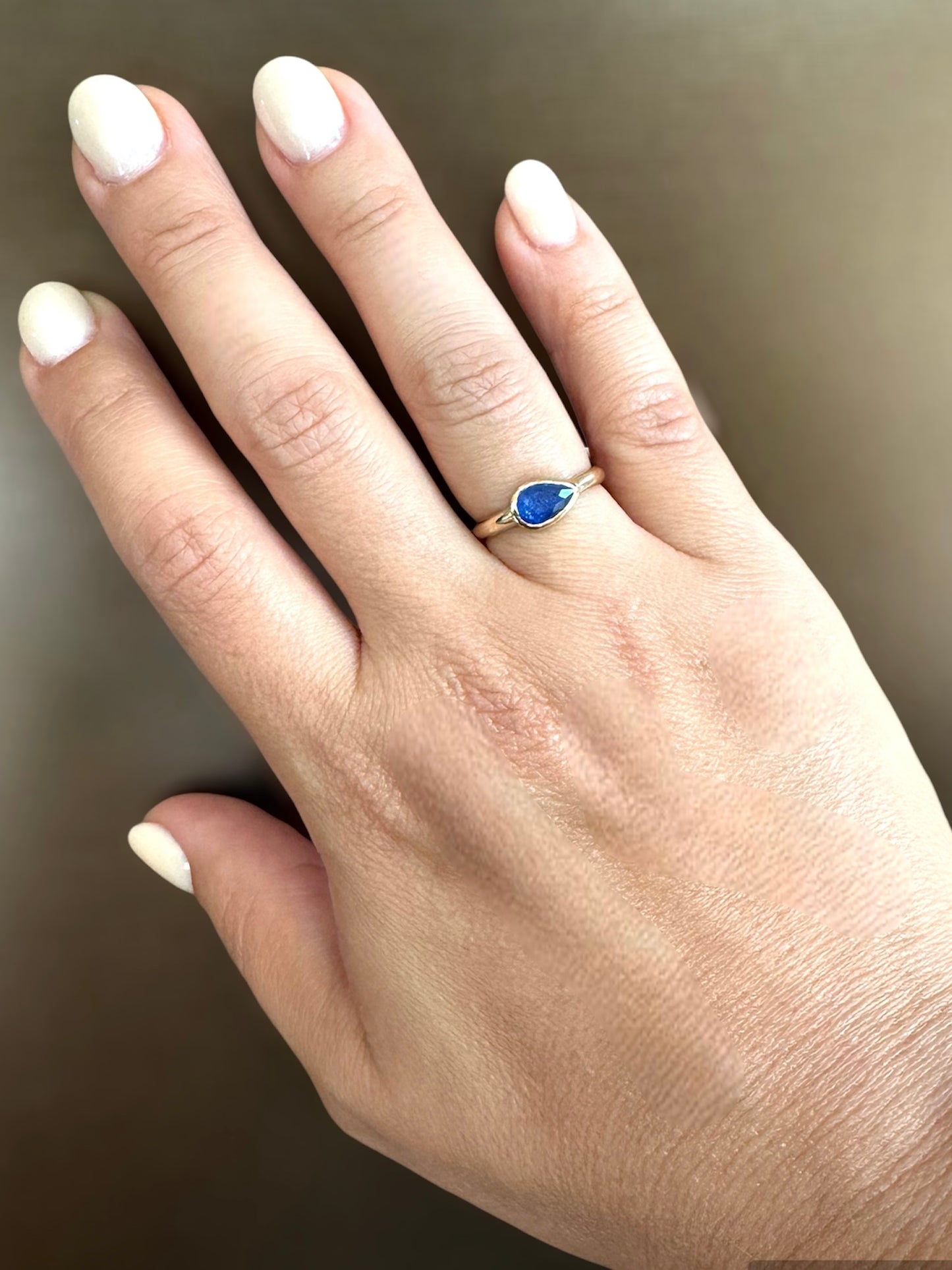 14k yellow gold & pear Sapphire Ring