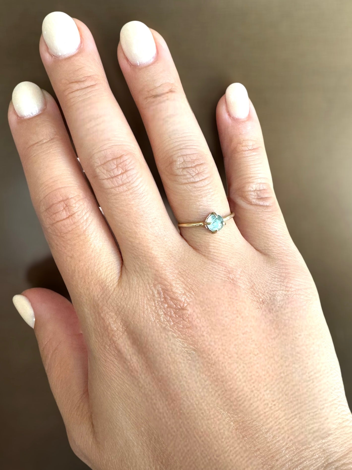 14k yellow gold & raw aquamarine Drops Ring