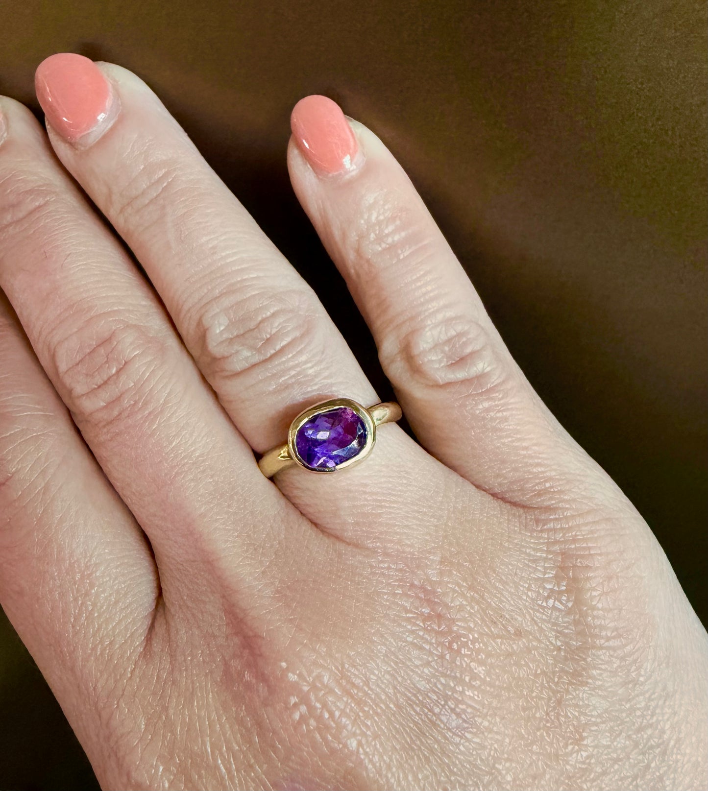Amethyst and 14k gold ring
