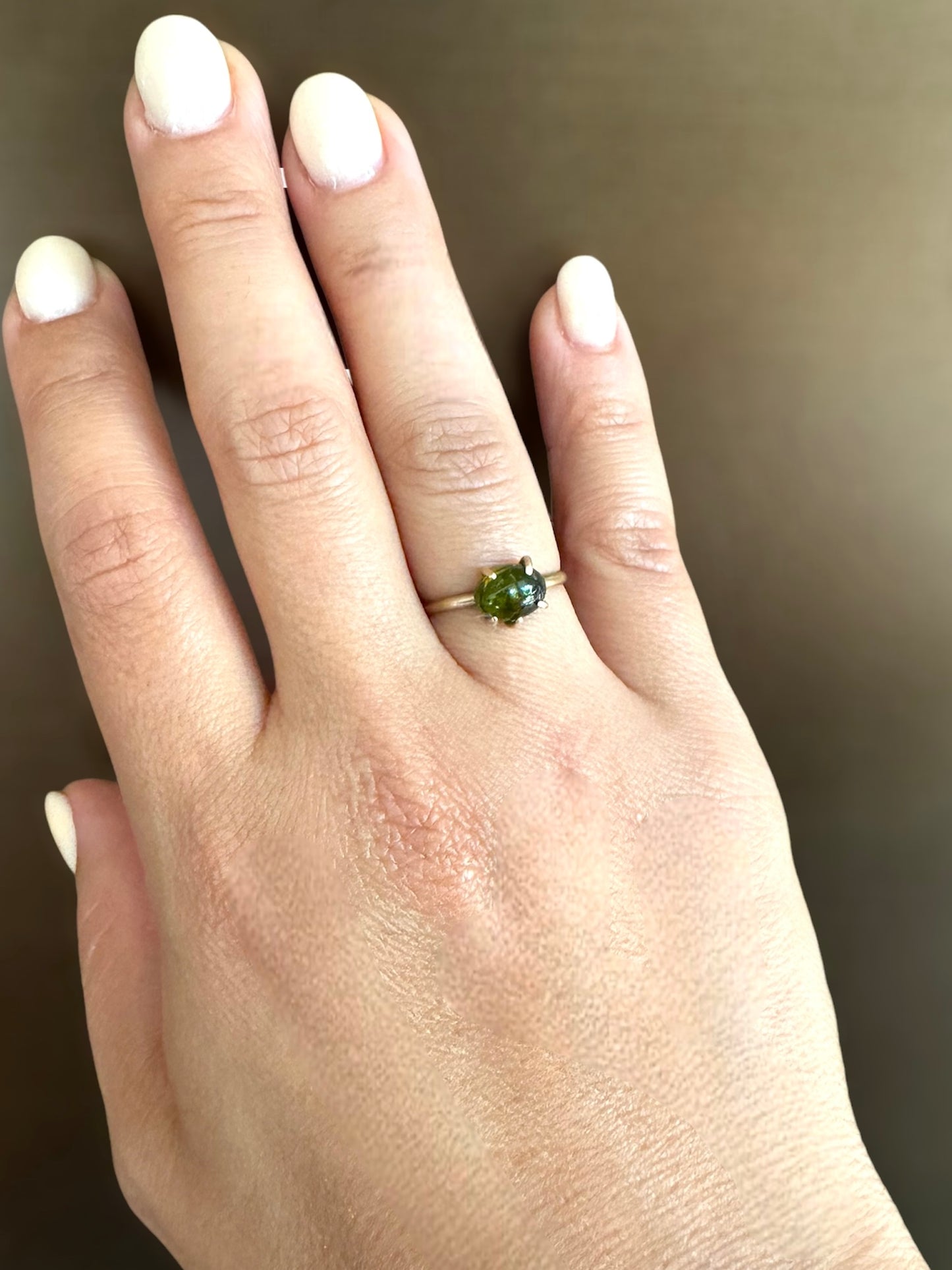 14k yellow gold & green tourmaline Drops Ring