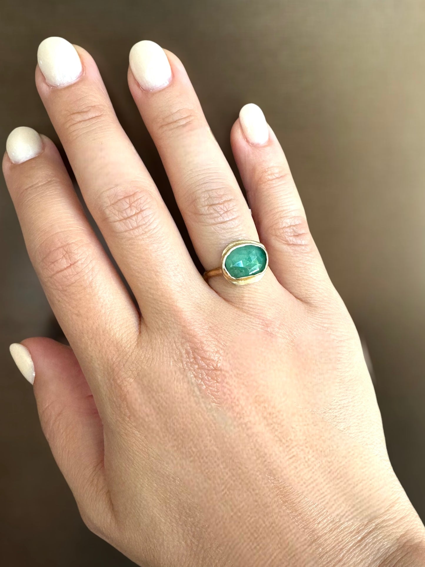 14k yellow gold & raw Emerald Ring