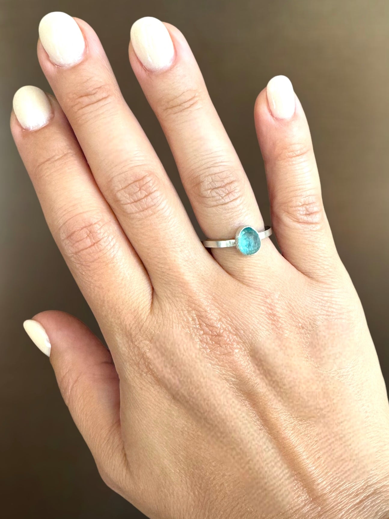 Sterling silver & apatite Drops Ring