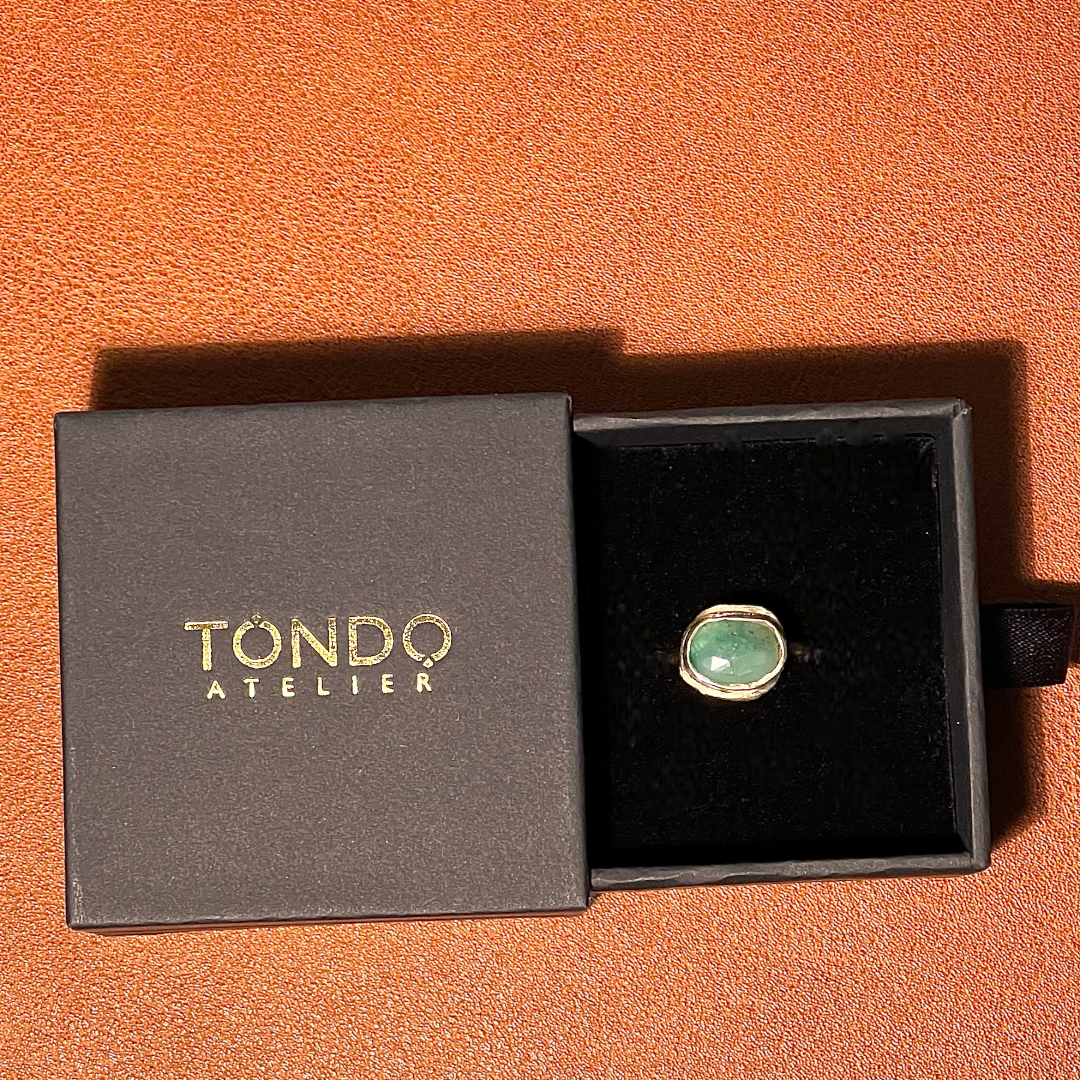 14k yellow gold & raw Emerald Ring