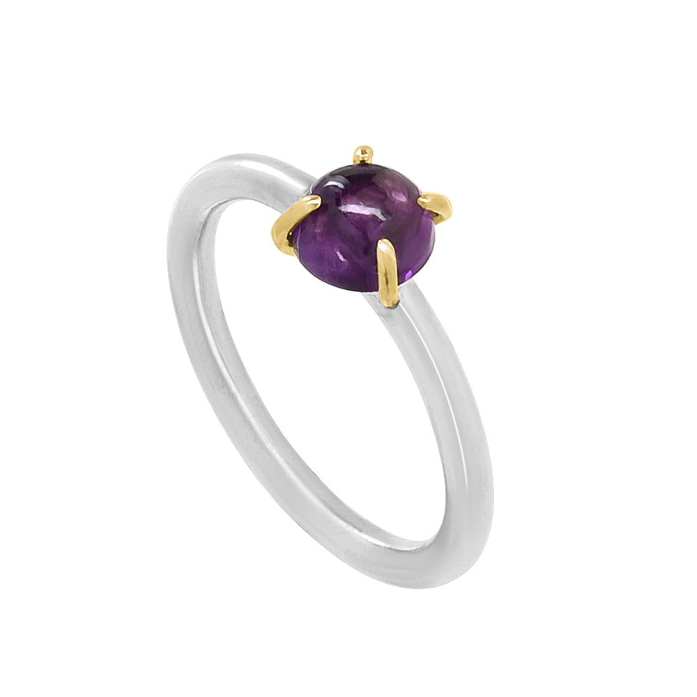 Sterling silver and 14k yellow gold & amethyst Drops Ring