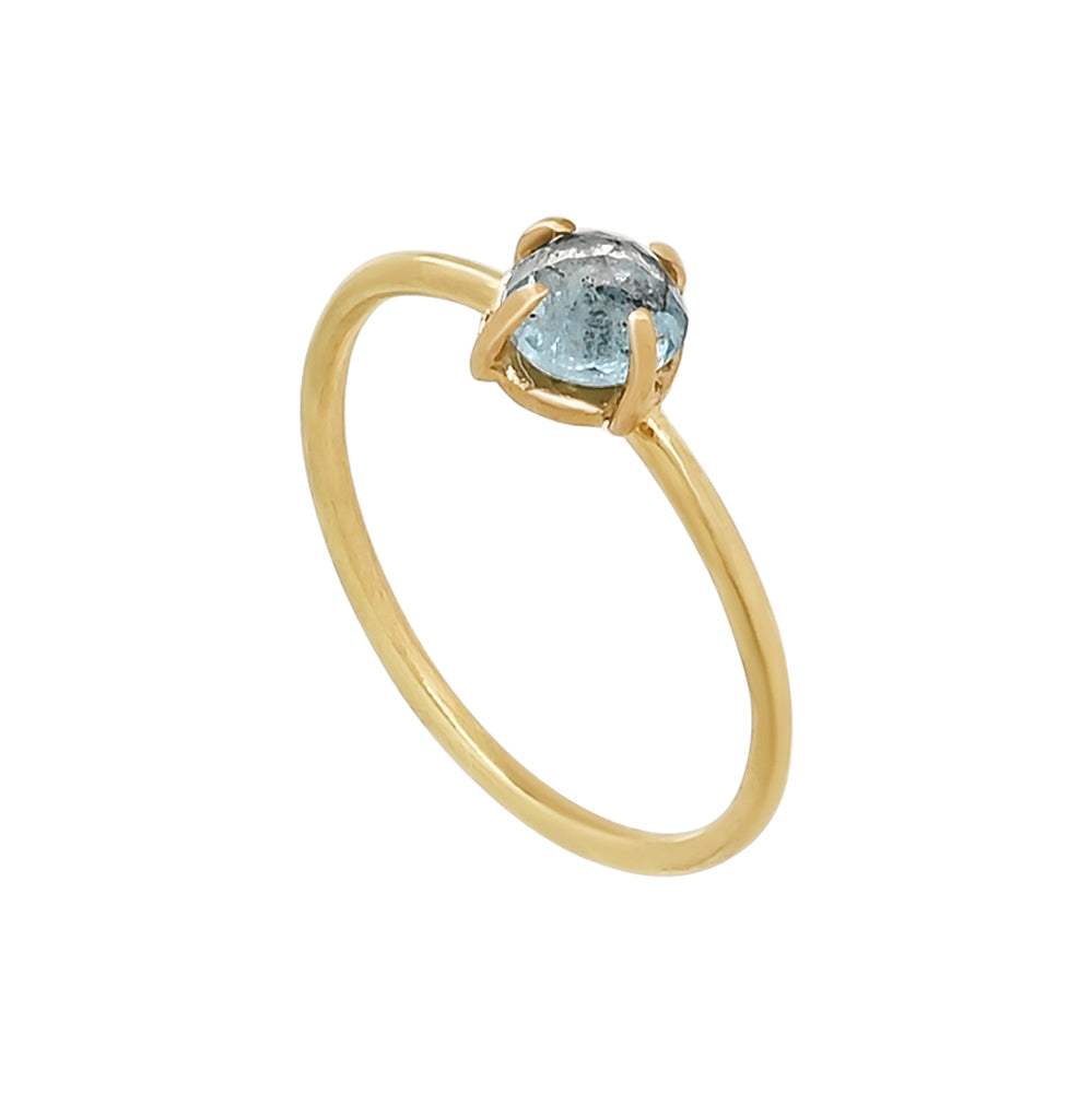 14k yellow gold & raw aquamarine Drops Ring