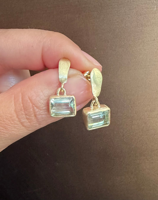 18k earrings with Prasiolites