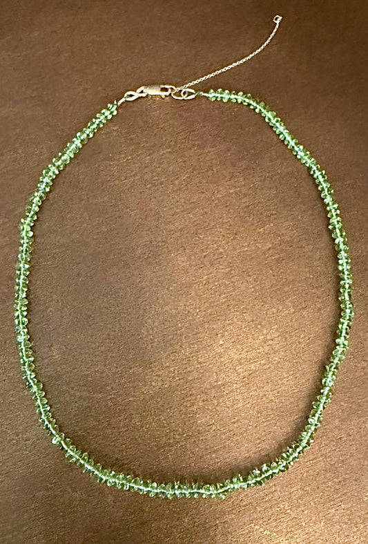 Peridot necklace in 14k gold