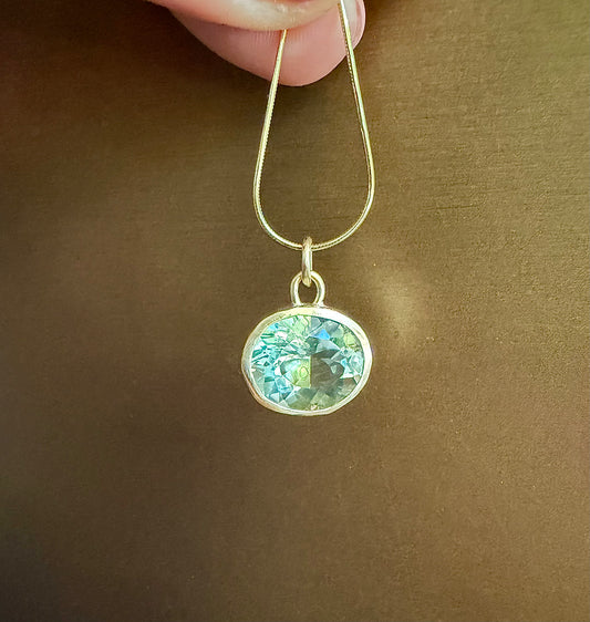 14k gold necklace with Prasiolite