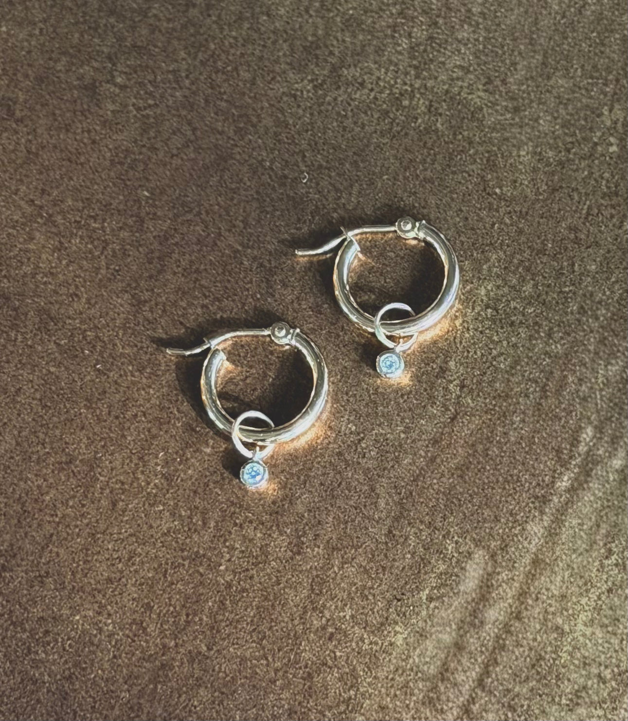 14k gold hoops with diamond charms