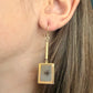 Model wearing Dendritic agate and 18k gold earrings
